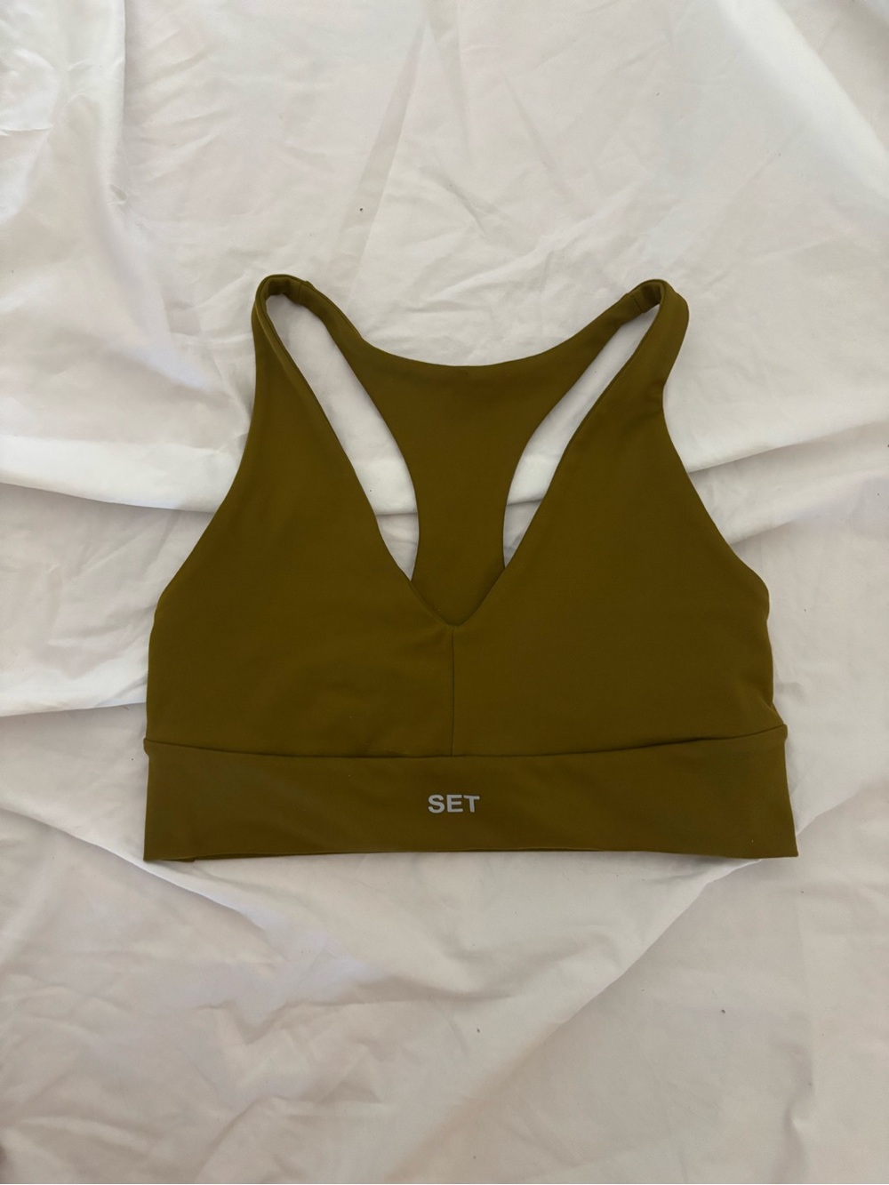 SET Active Luxform Racer V Bra in Kelp colorway